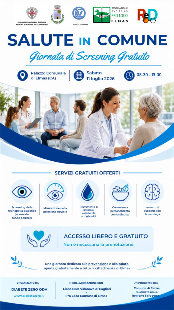 locandina della giornata di screening gratuiti "Salute in Comune" a Elmas